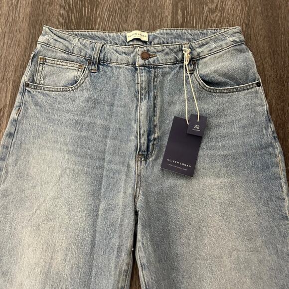 NWT Oliver Logan Aberdeen Wide Leg Crop Jeans Light Wash Size 32 High Rise Denim - Picture 14 of 16